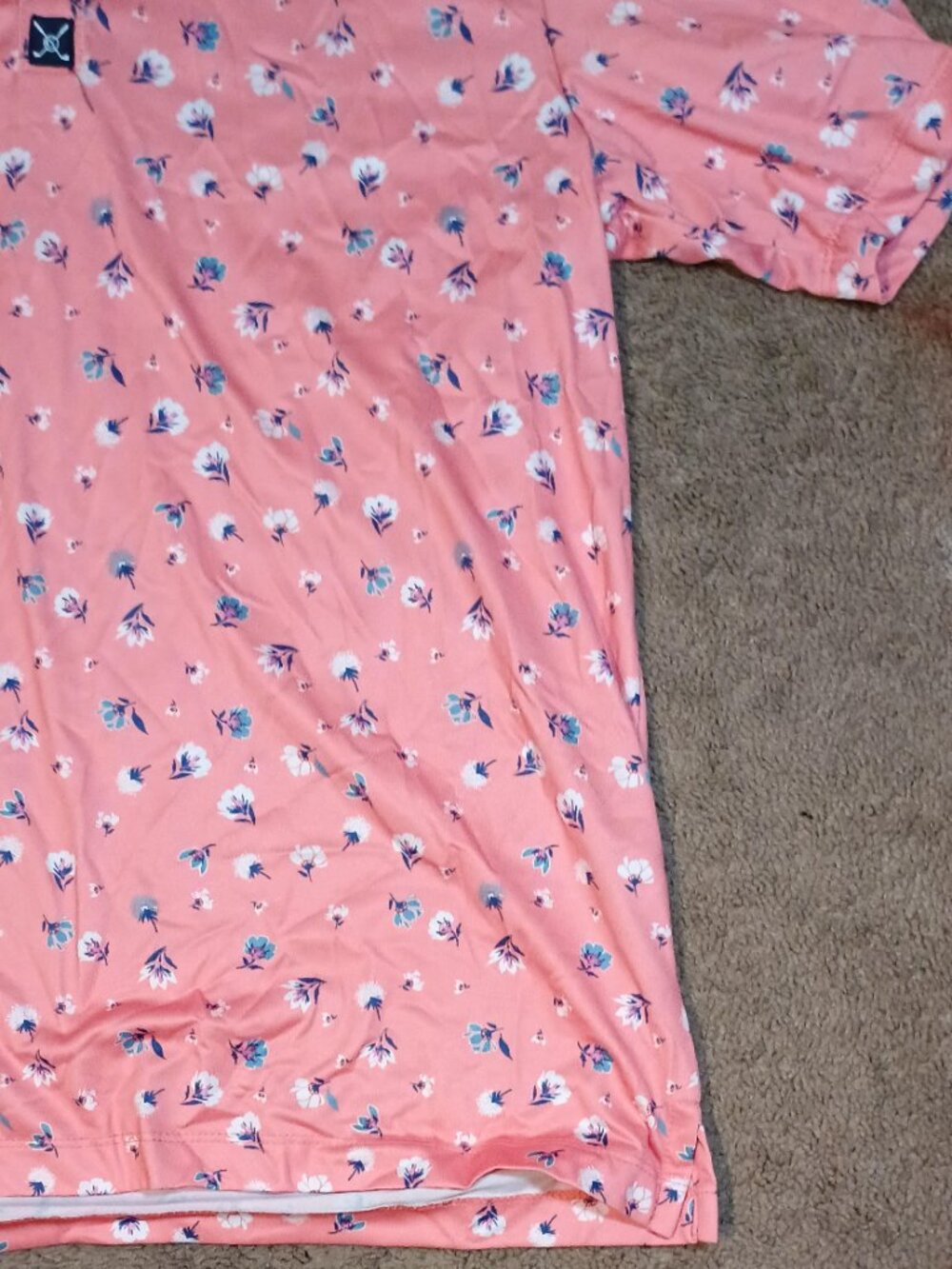 Con.Struct/Polo Shirt/Mens Medium/Pink Coral Floral/Golf Preppy Athleisure Polo - Picture 7 of 8